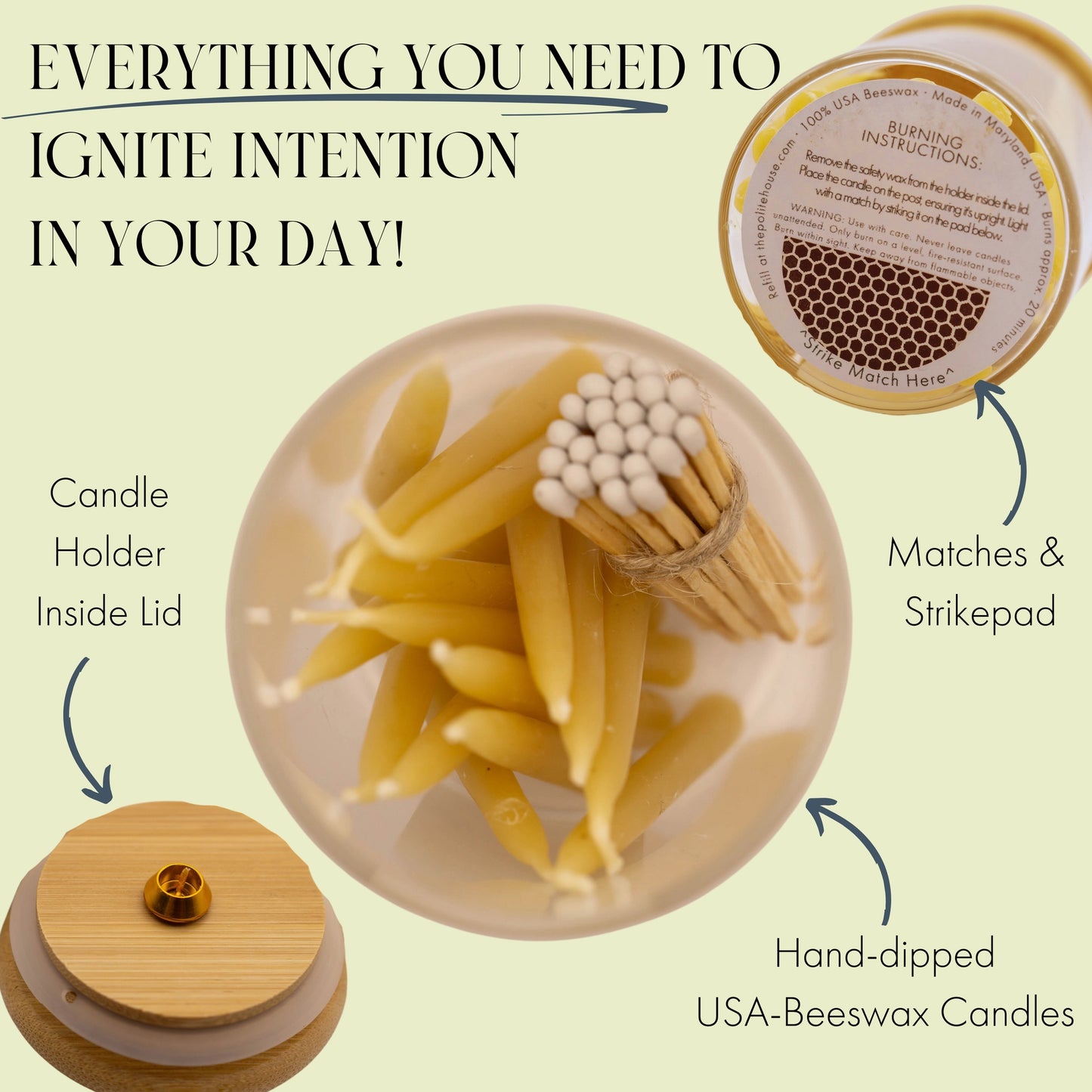 20 Minute Beeswax Meditation Candle Set