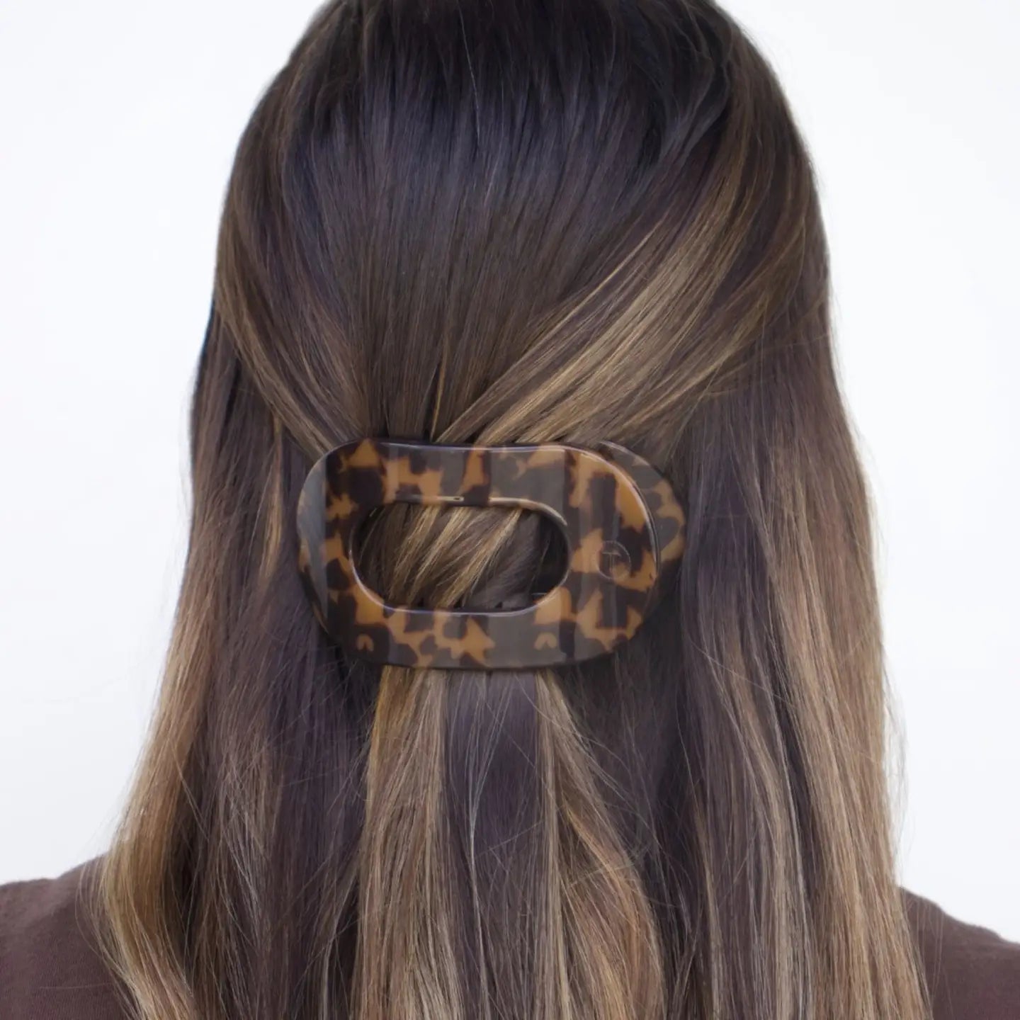 Flat Round Hair Clip - Tortoise - Medium