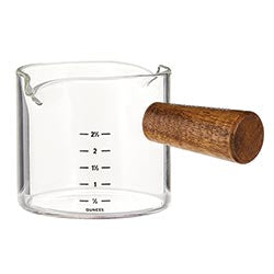 Espresso Measuring Glass Cup with Wooden Handle