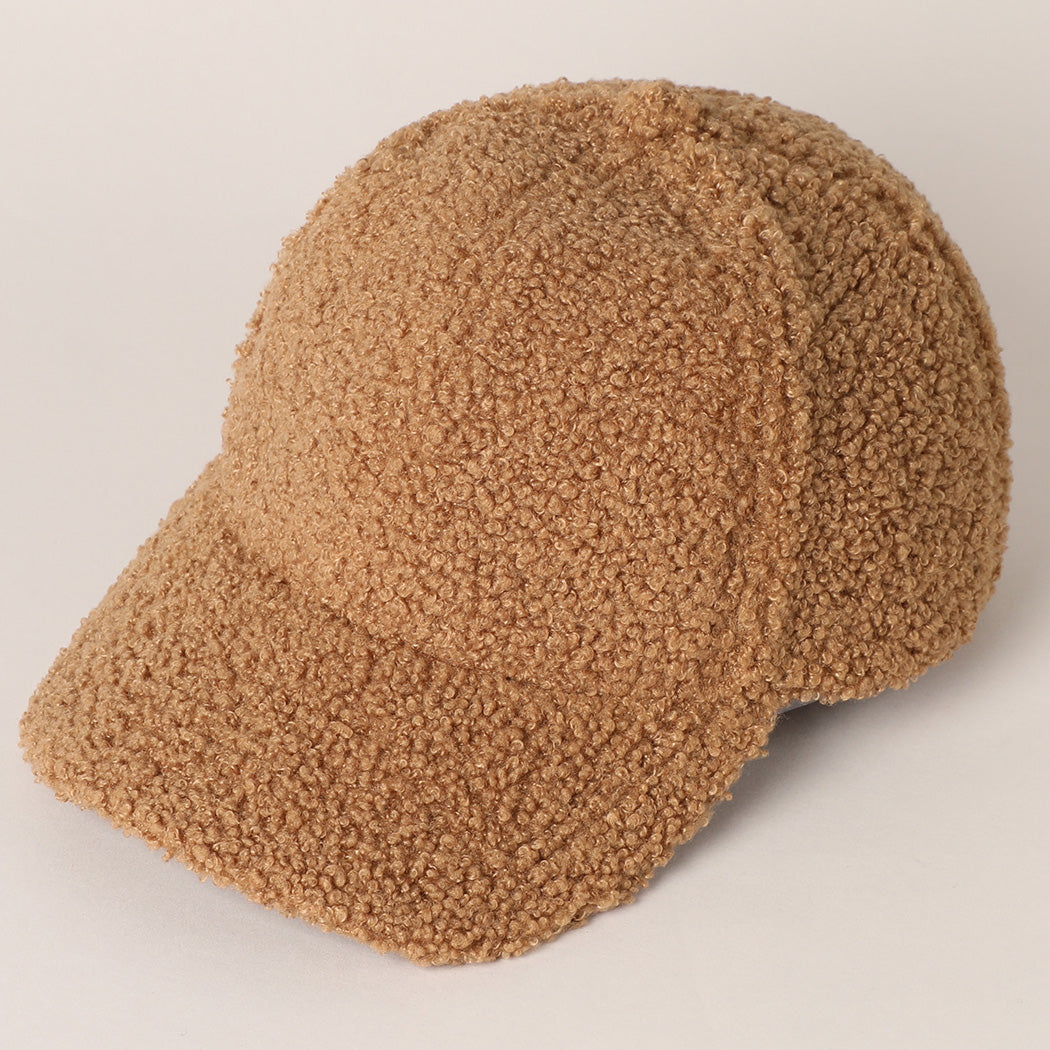 Faux Sherpa Baseball Cap - Camel