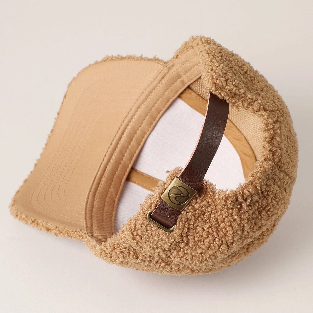 Faux Sherpa Baseball Cap - Camel