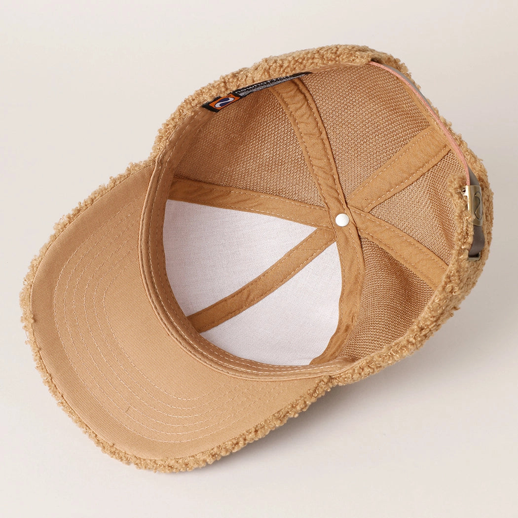 Faux Sherpa Baseball Cap - Camel
