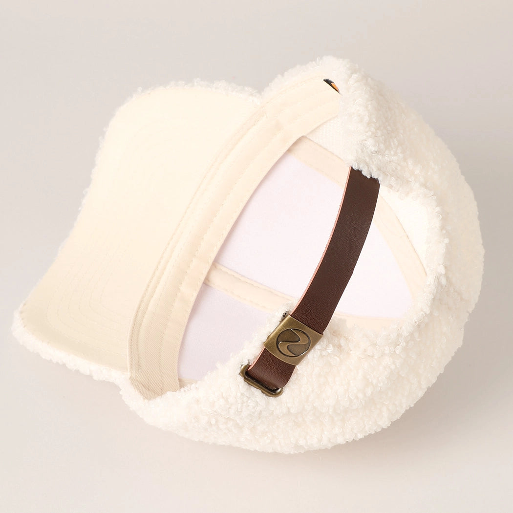 Faux Sherpa Baseball Cap - Off White