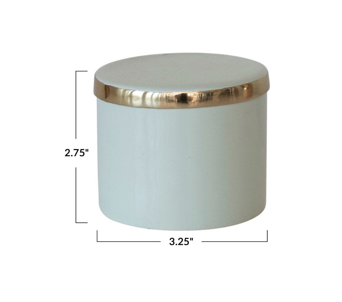 Enameled Metal Box with Lid - Mint Color