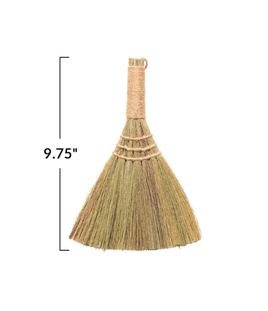 Whisk Broom with Yarn Wrapped Handle - Natural with Natural Handle