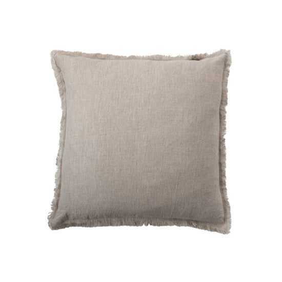 Stonewashed Linen Pillow with Fringe - Natural