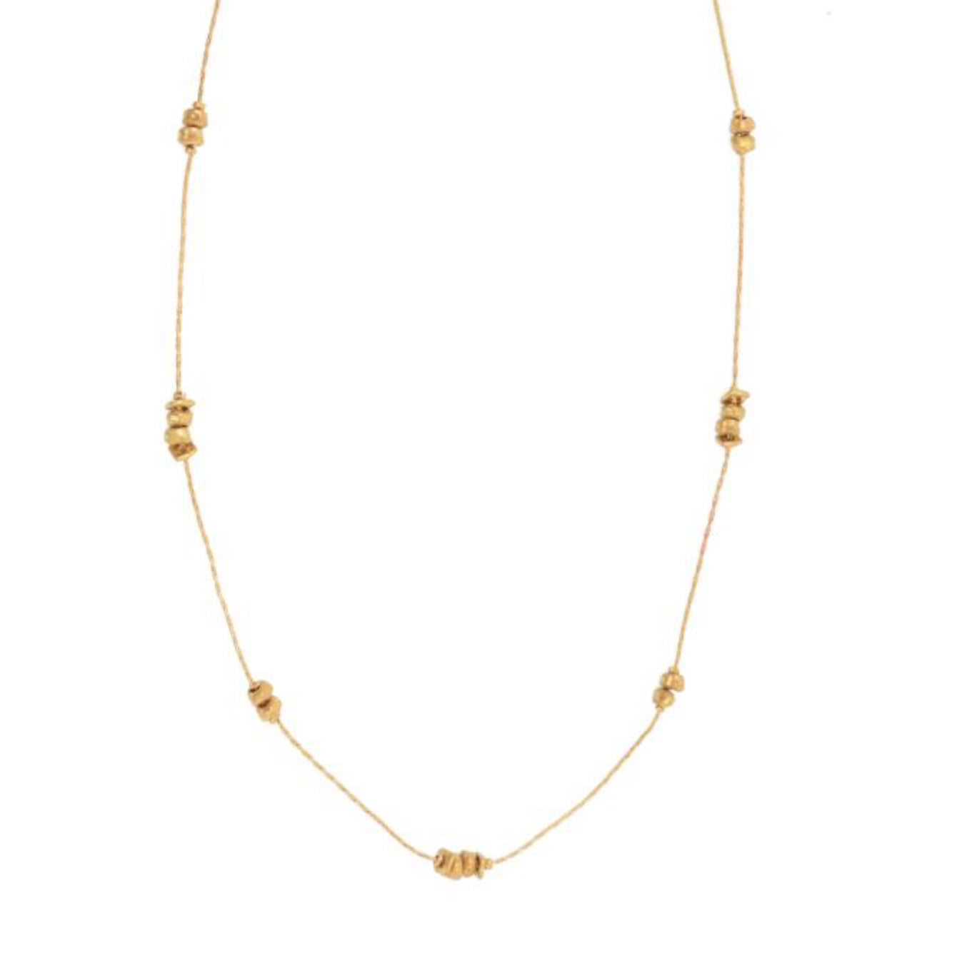 Gold Spaced Chiseled Beaded Adjustable Necklace