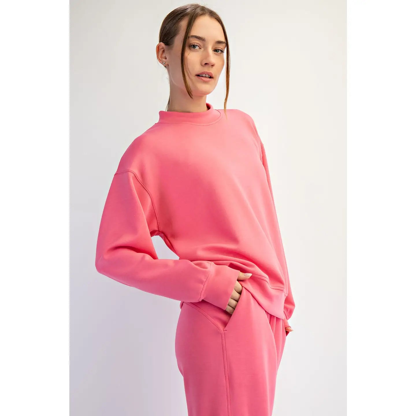 Crew Neck Sweatshirt - Brink Pink
