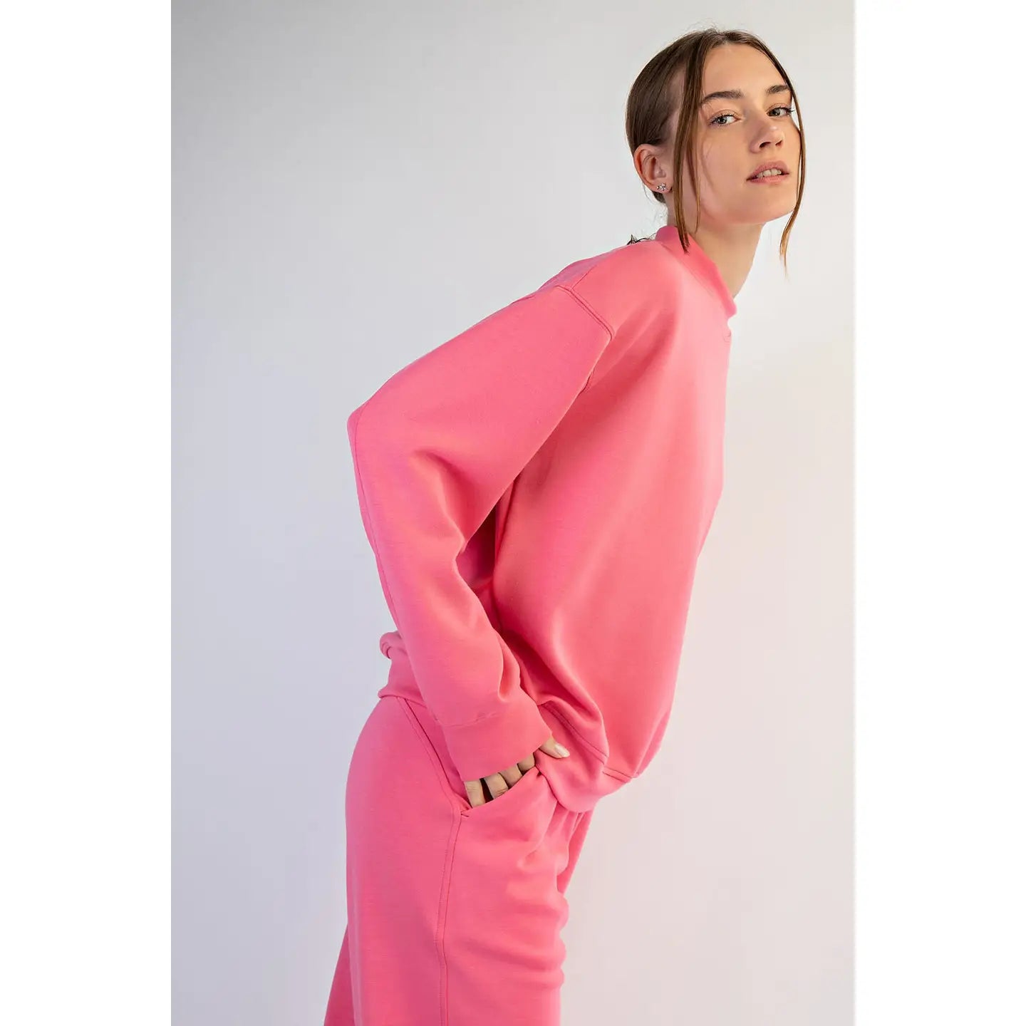 Crew Neck Sweatshirt - Brink Pink