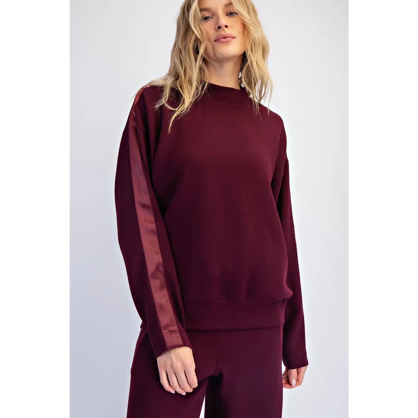 Modal Luxe Crew Neck Sweatshirt - Dark Cherry