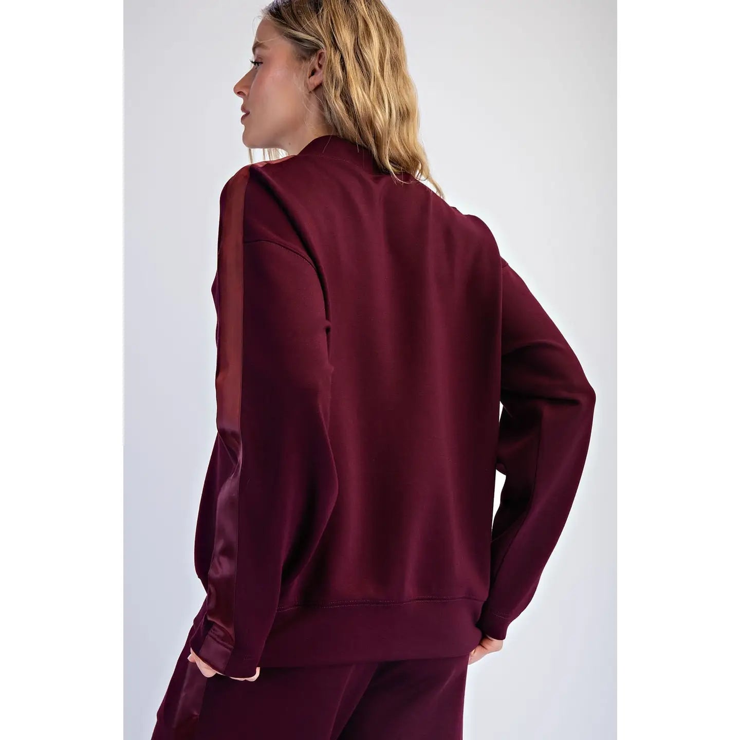 Modal Luxe Crew Neck Sweatshirt - Dark Cherry