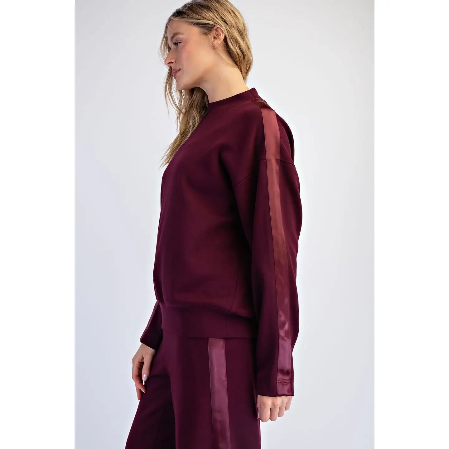 Modal Luxe Crew Neck Sweatshirt - Dark Cherry