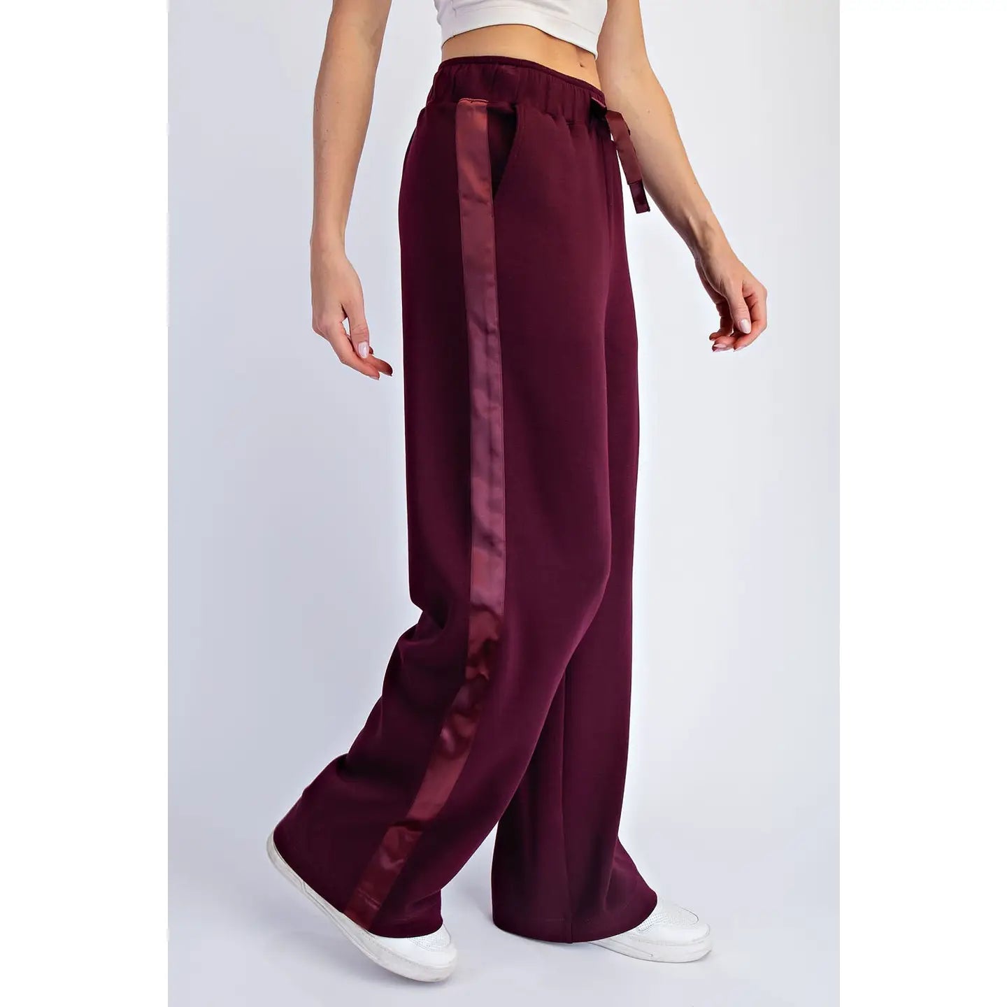 Modal Luxe Satin Pants - Dark Cherry