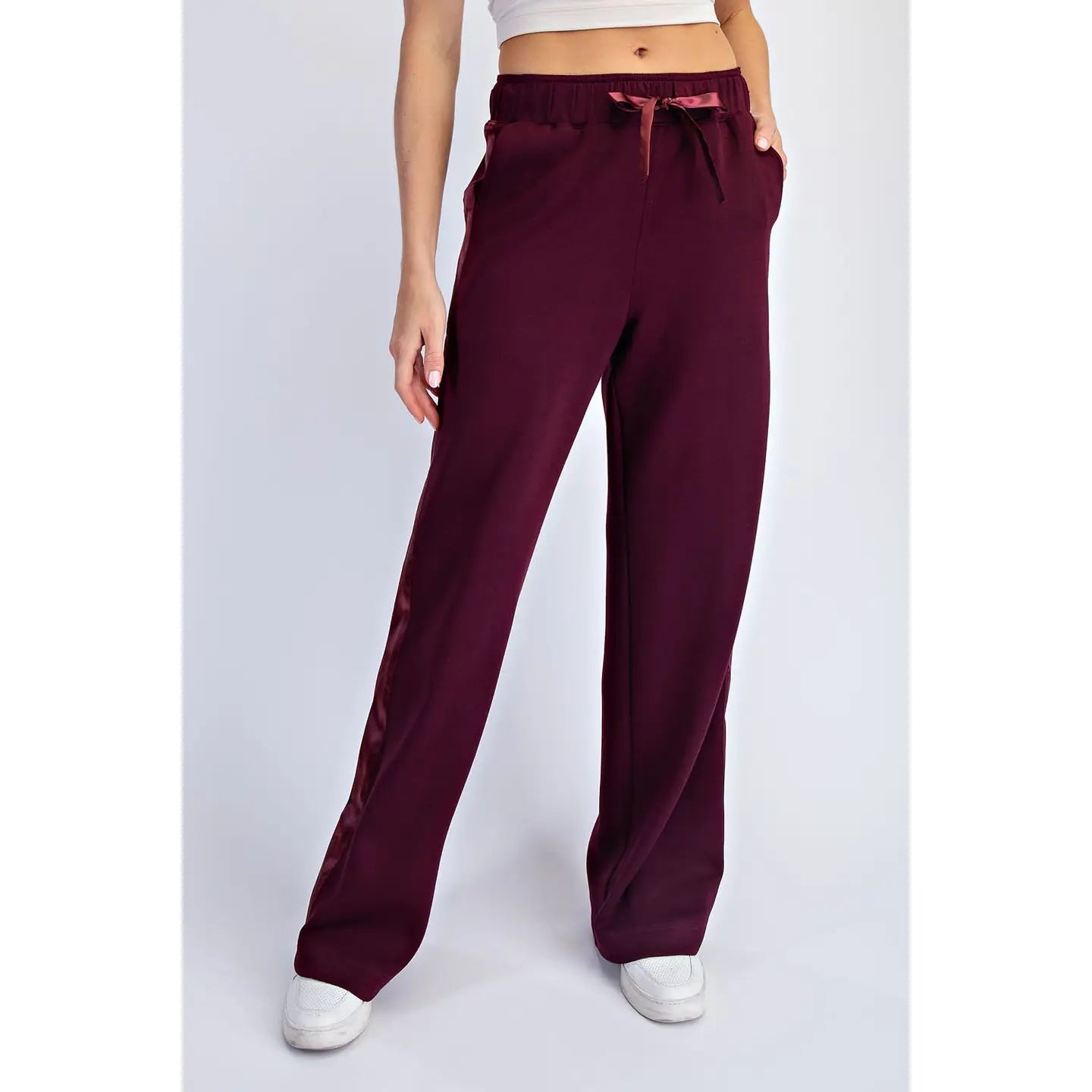 Modal Luxe Satin Pants - Dark Cherry