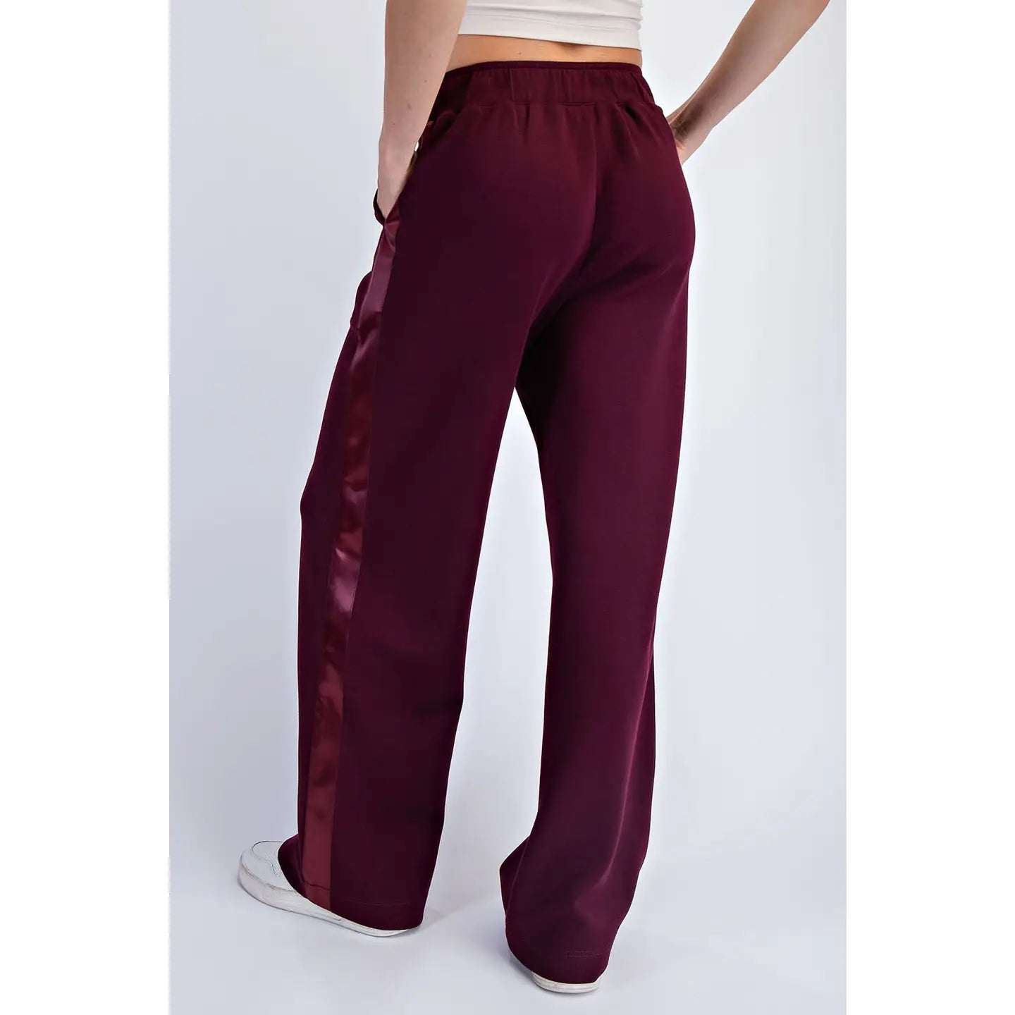 Modal Luxe Satin Pants - Dark Cherry
