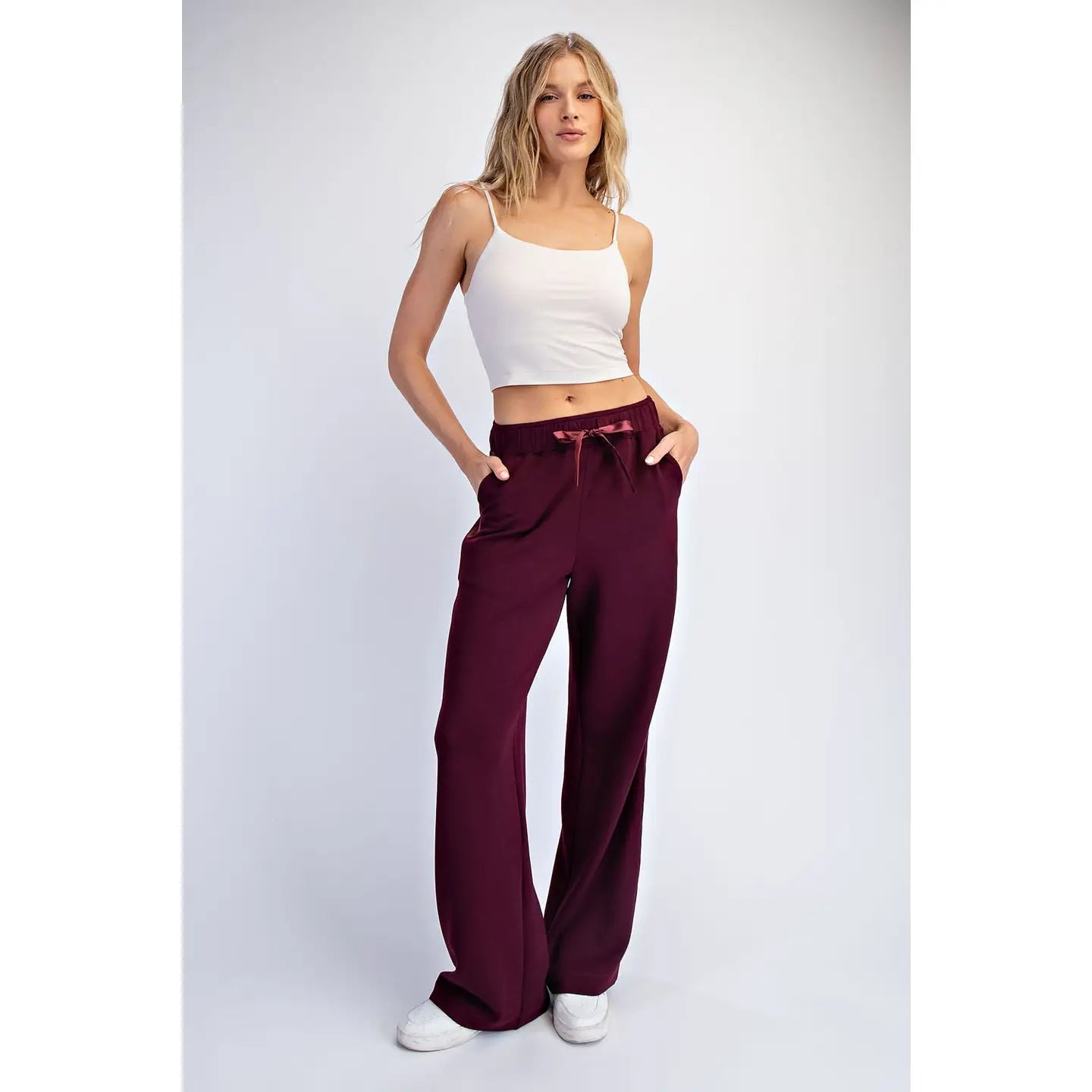Modal Luxe Satin Pants - Dark Cherry