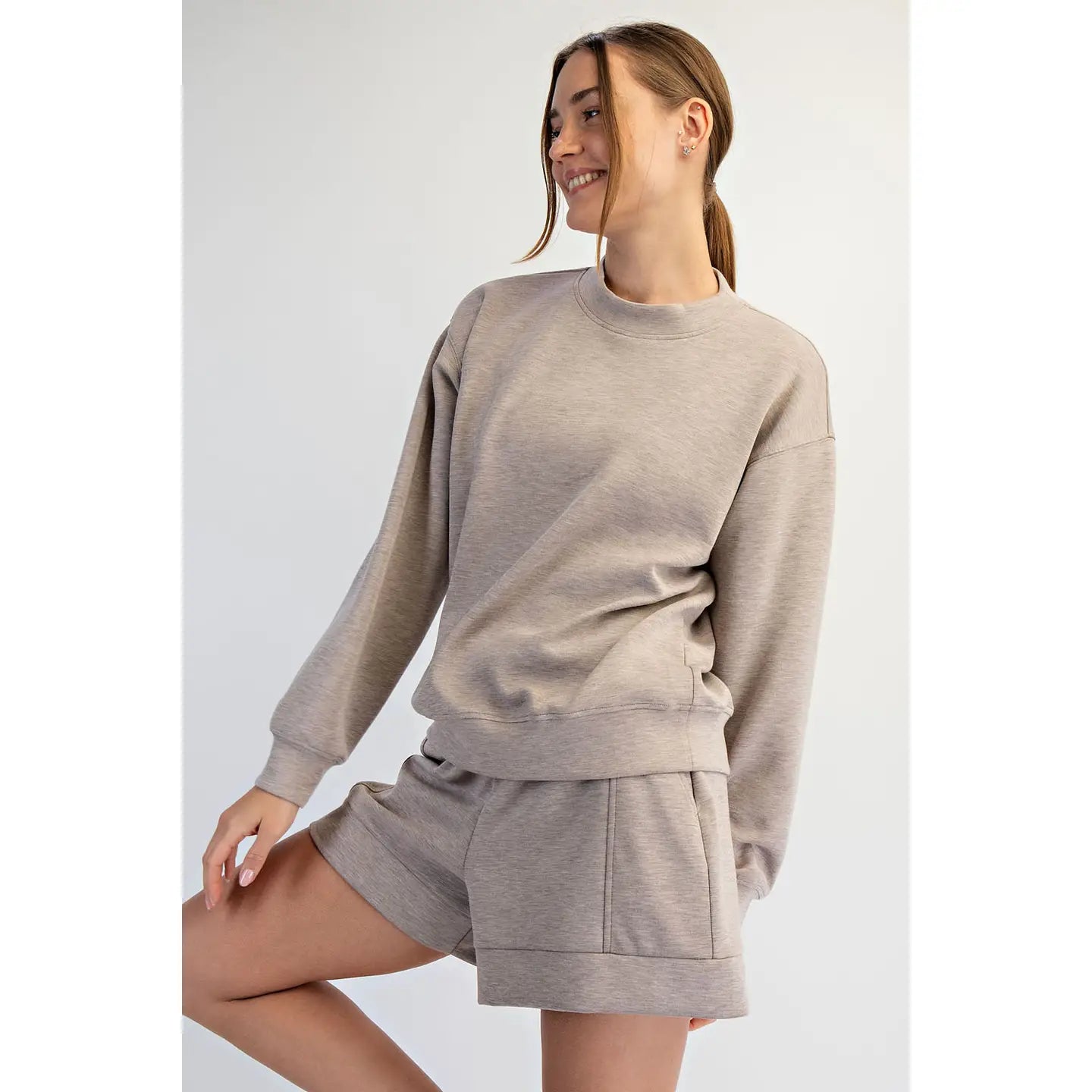 Crew Neck Sweatshirt - Heather Taupe