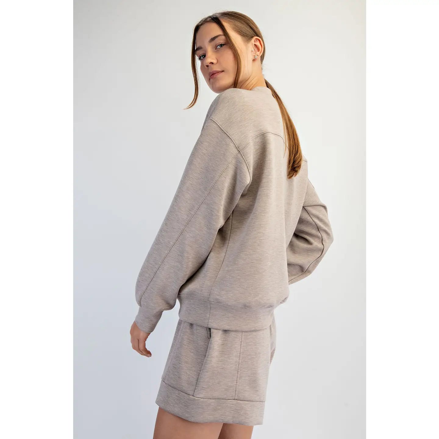 Crew Neck Sweatshirt - Heather Taupe