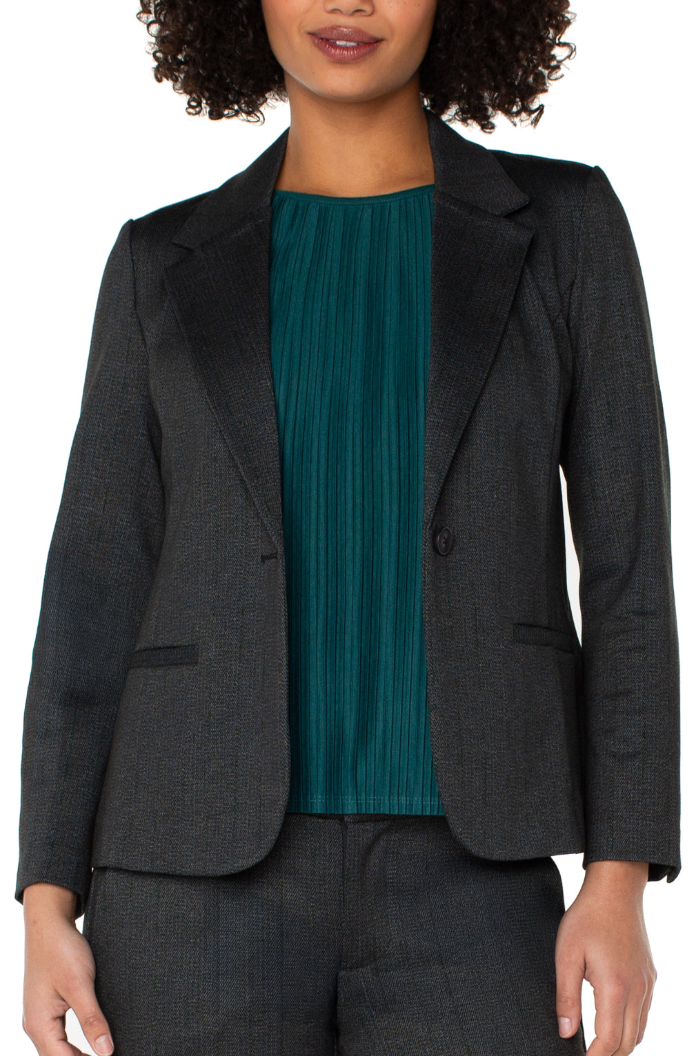 Fitted Blazer - Smoky Charcoal Herringbone