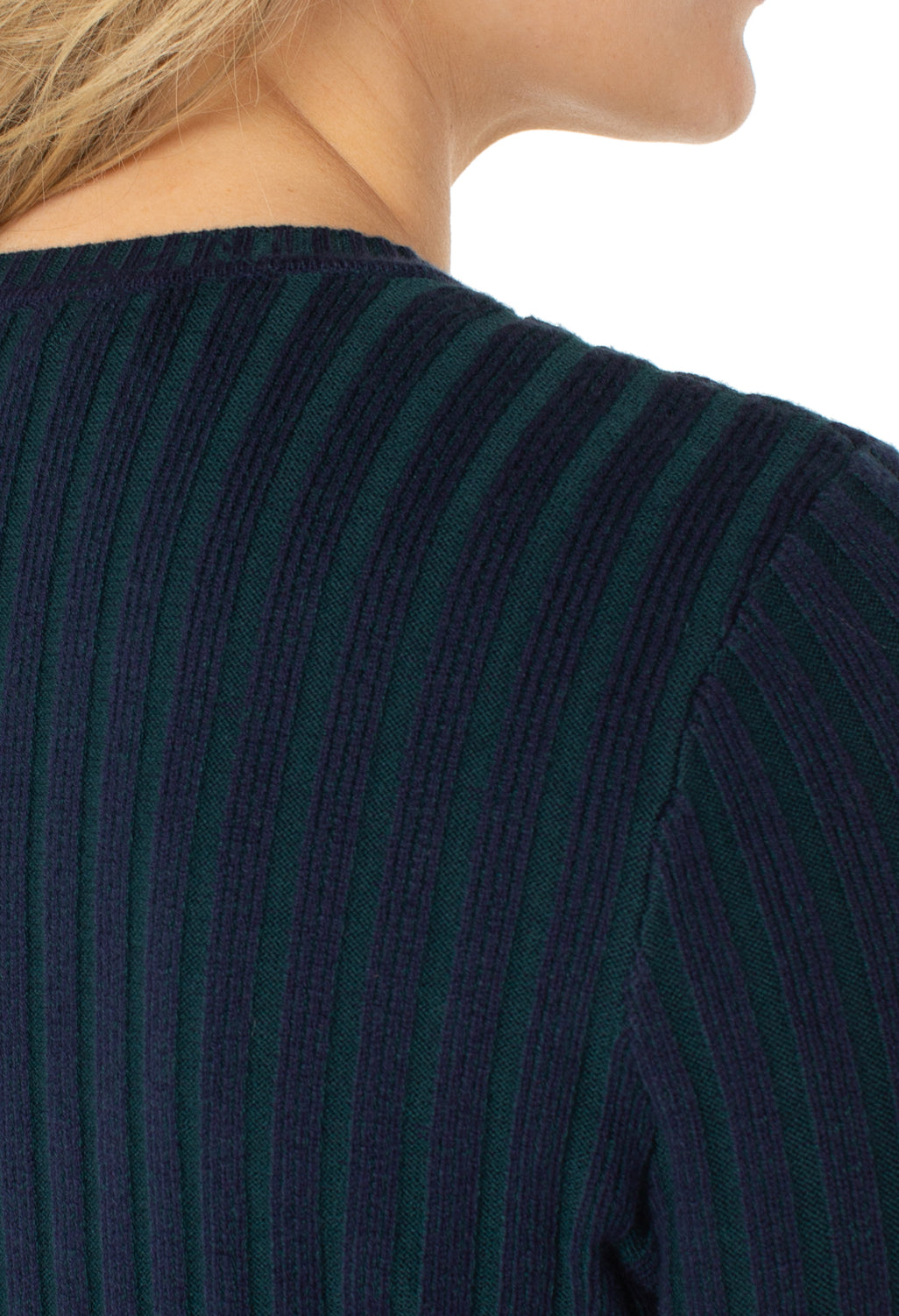 Long Sleeve Crew Neck Sweater - Navy/Emerald