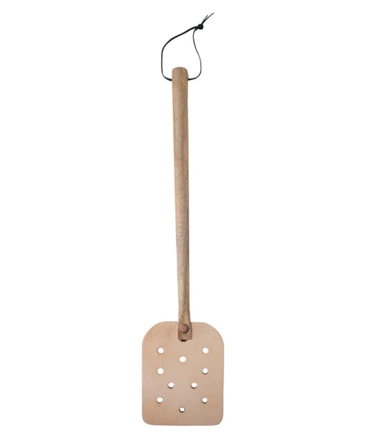 Leather Fly Swatter with Mango Wood Handle &amp; Tie