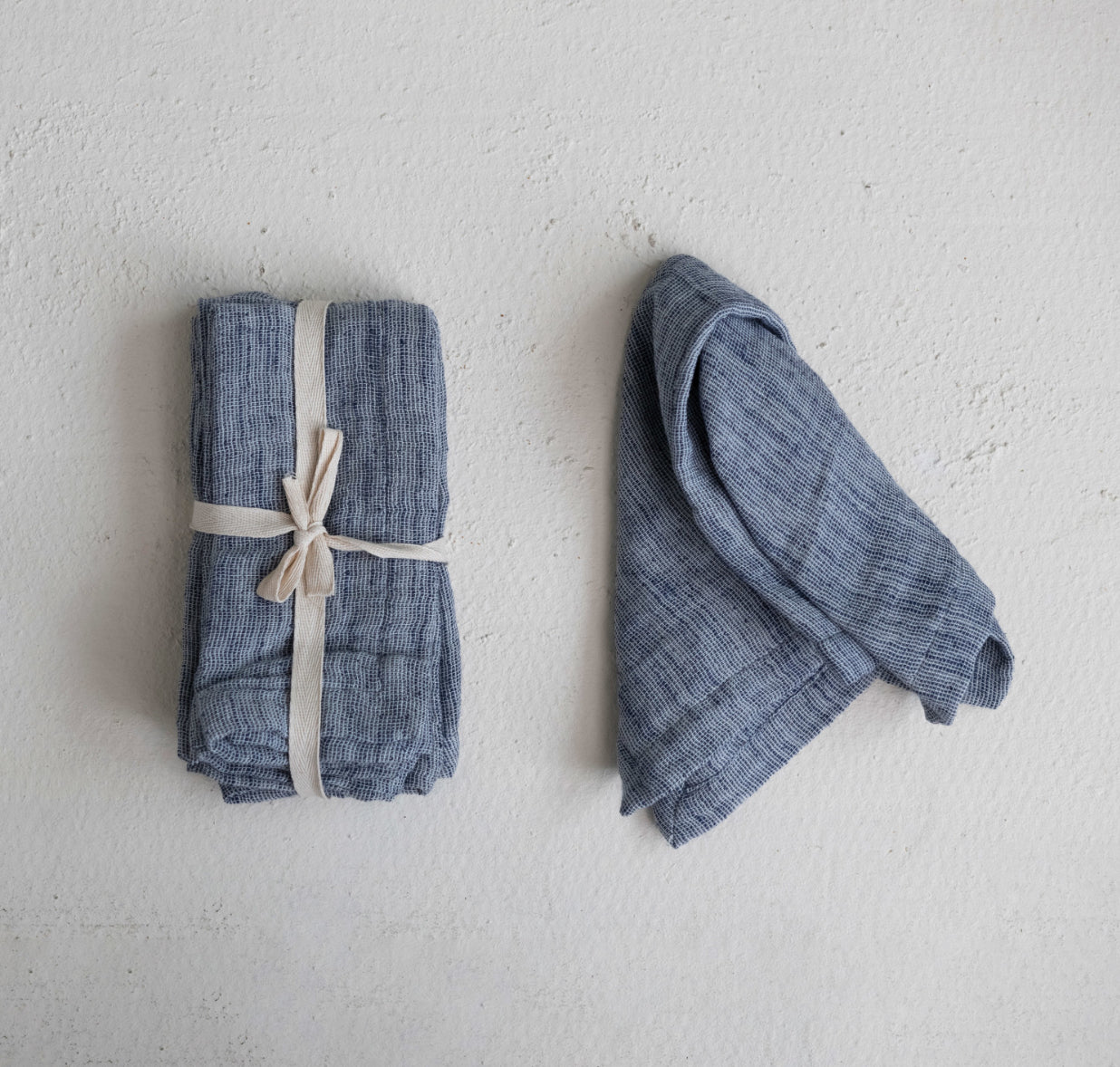 Woven Cotton & Linen Slub Napkins - Set of 4 - Blue