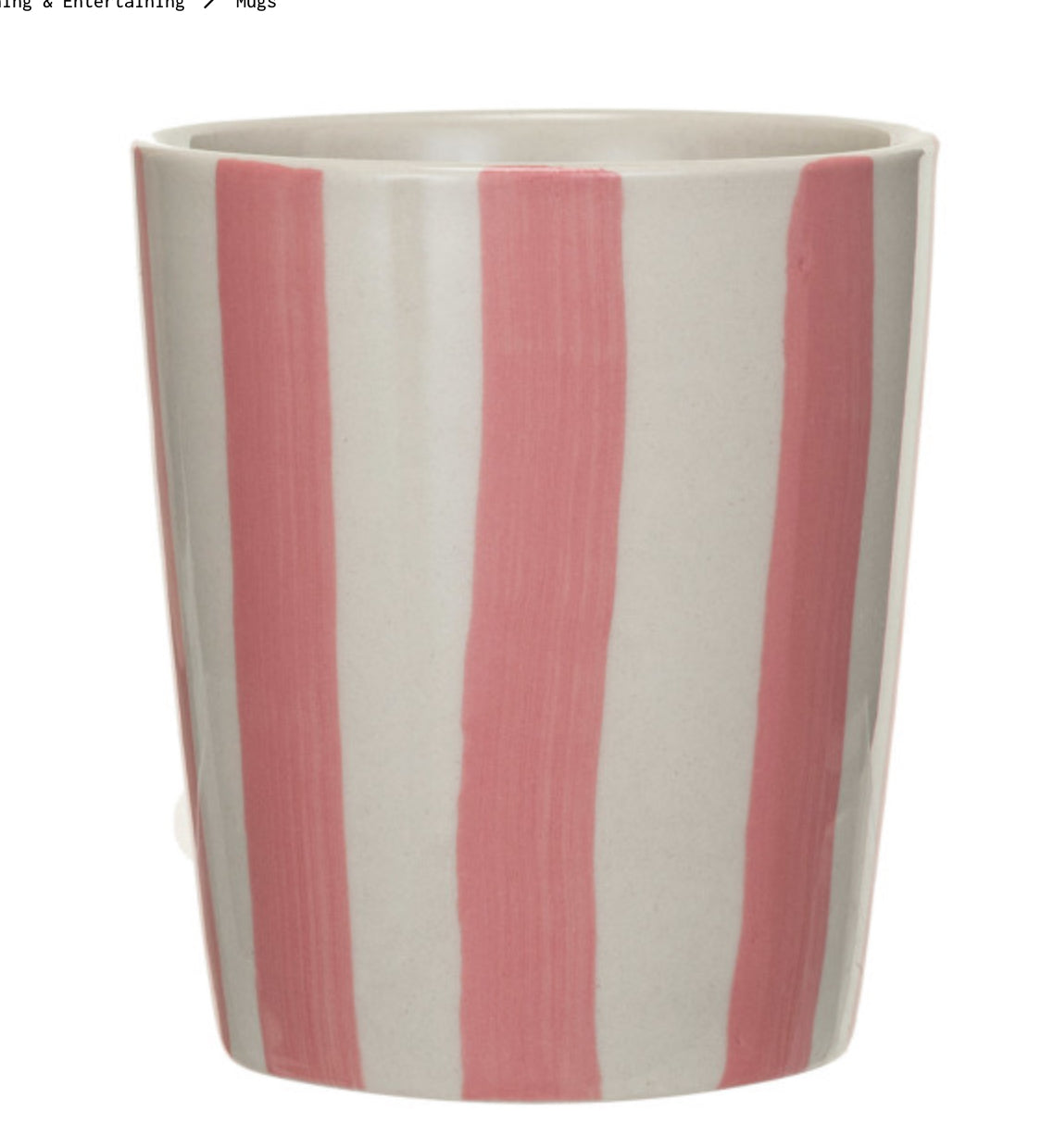 Hand-Painted Stoneware Cup with Pink Stripes