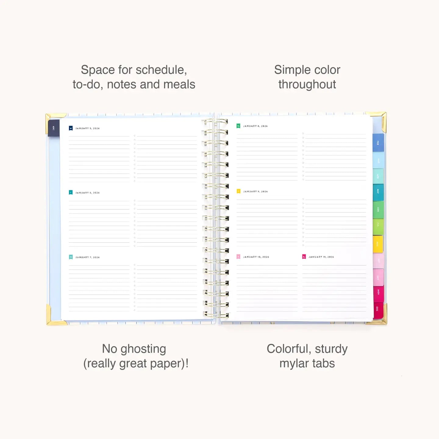 2026 Spiral Weekly Simplified Planner - Serene Stripe