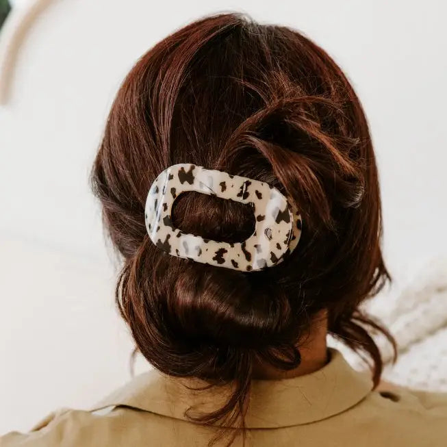 Flat Round Hair Clip - Blonde Tortoise - Medium