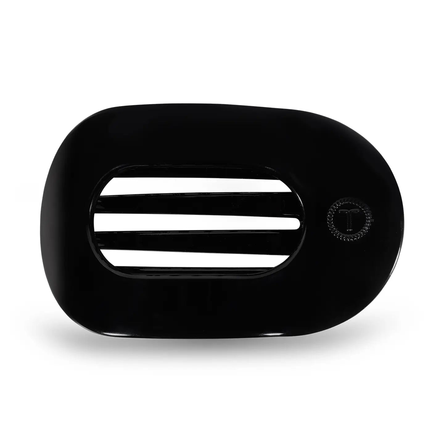 Flat Round Hair Clip - Jet Black - Medium