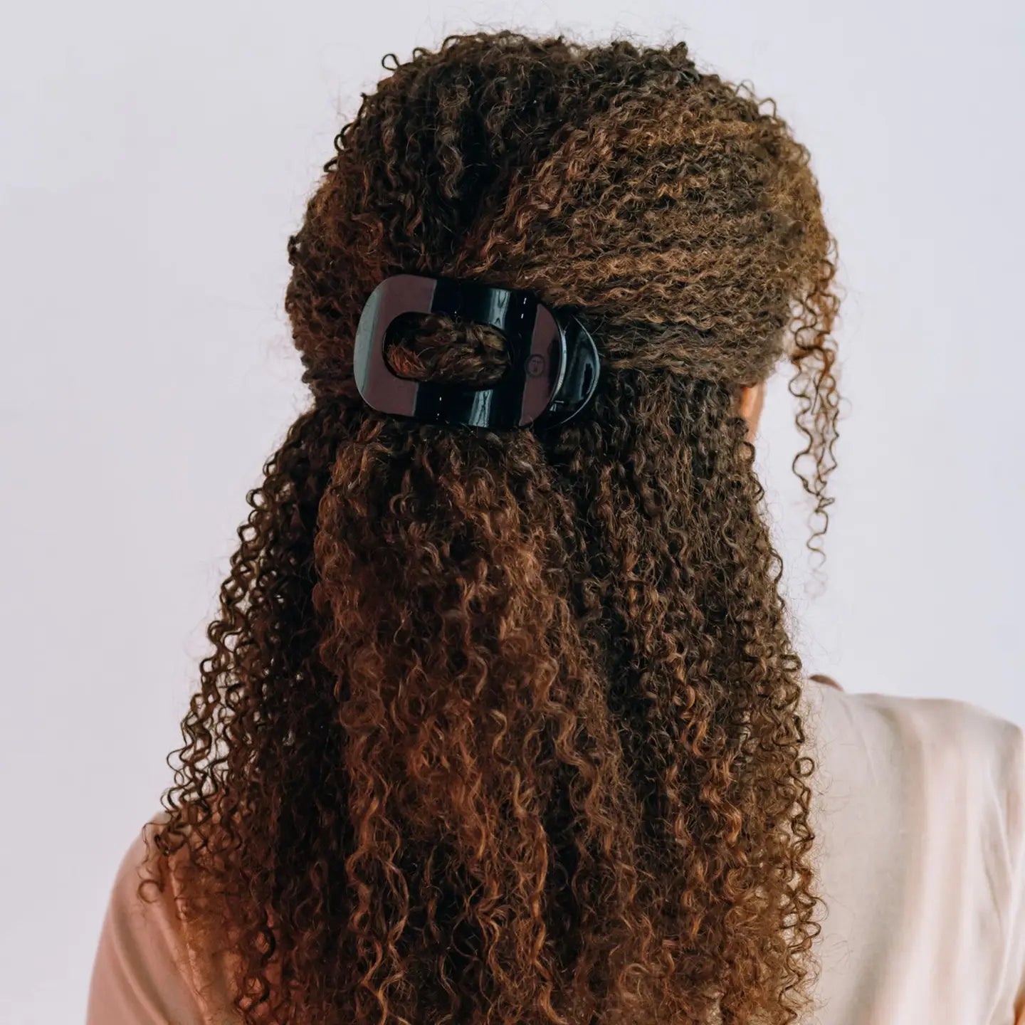 Flat Round Hair Clip - Jet Black - Medium