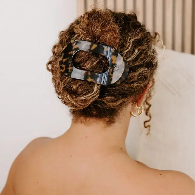 Flat Round Hair Clip - Tortoise - Large