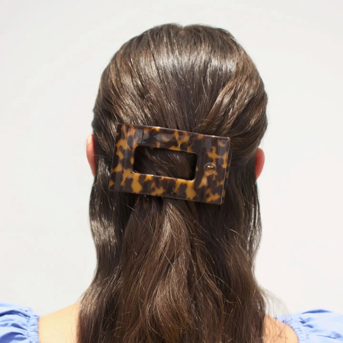 Flat Rectangle Hair Clip - Tortoise - Medium