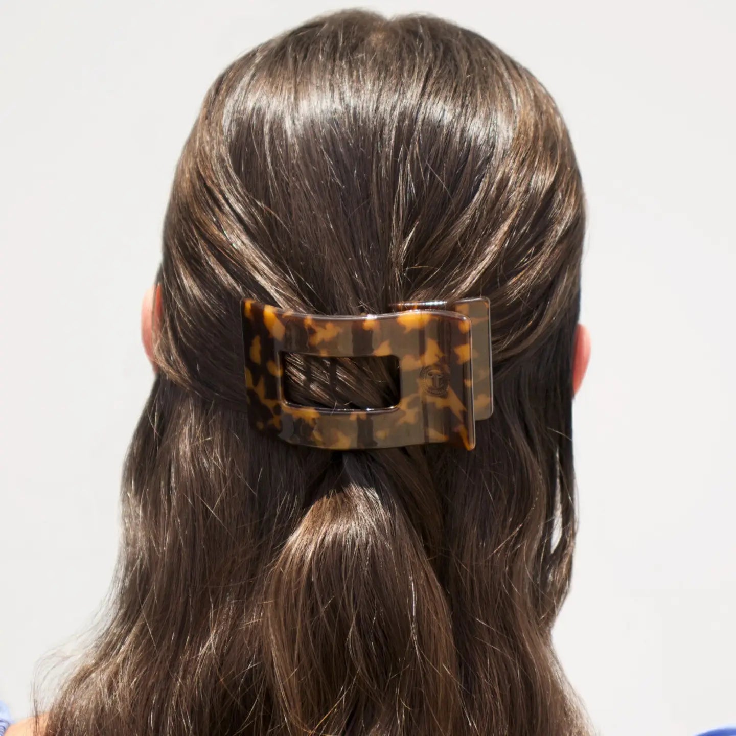 Flat Rectangle Hair Clip - Tortoise - Small