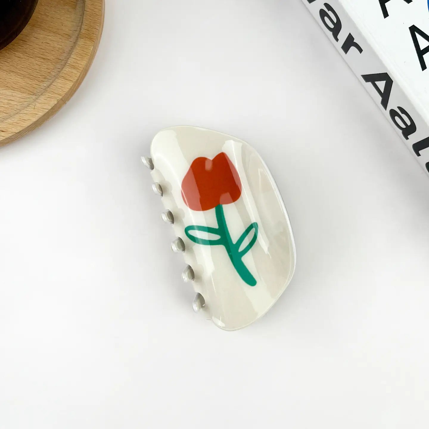 Fashion Flower Claw Hair Clip - White