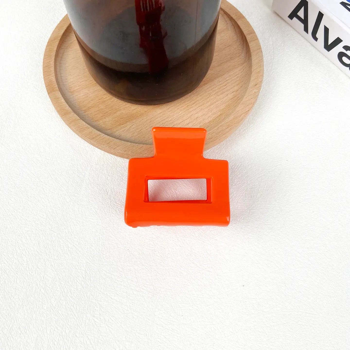 Square Claw Hair Clip - Orange