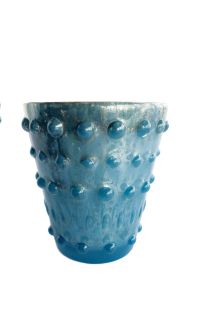 Embossed Hobnail Mercury Glass Votive Holder - Blue