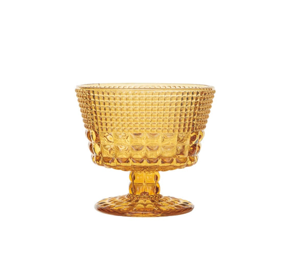 Embossed Stemmed Coupe Glass - Amber Color