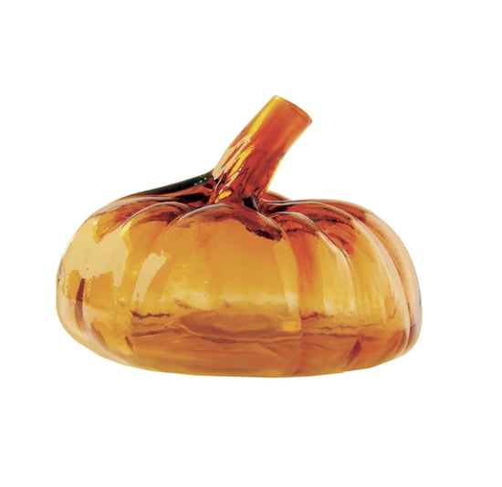 Recycled Glass Pumpkin Shaped Vase - Amber Color