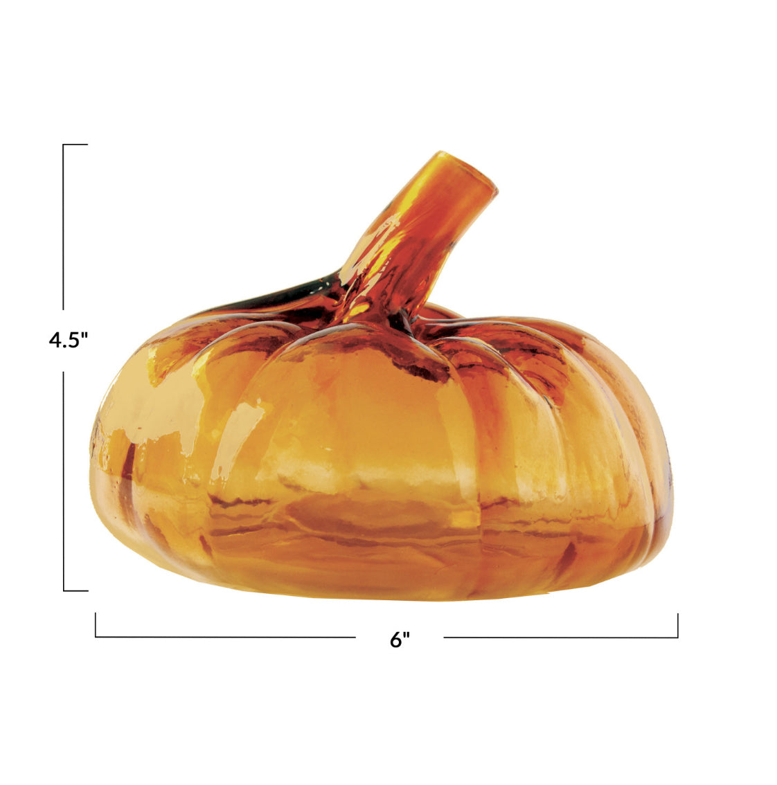 Recycled Glass Pumpkin Shaped Vase - Amber Color