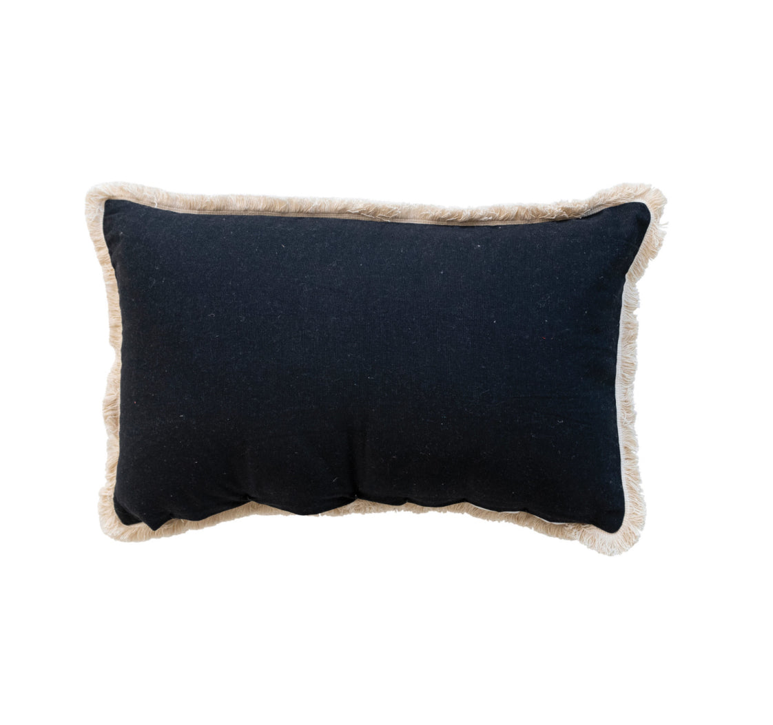 Cotton Velvet Lumbar Pillow with Embroidered "Wicked"