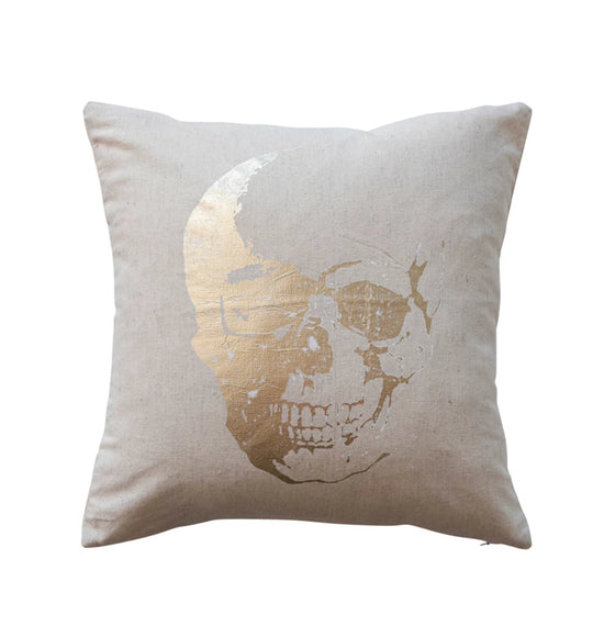 Cotton Printed Pillow with Skeleton Head