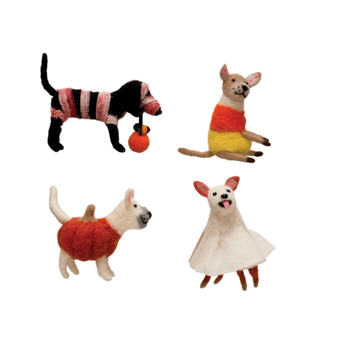 Handmade Wool Felt Dog in Costume - Mummy