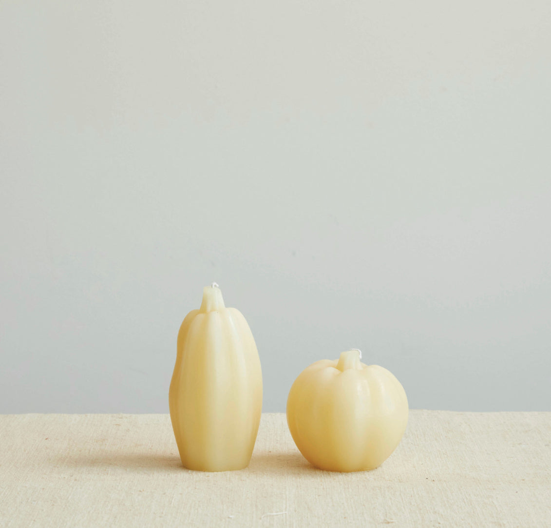 Unscented  Squash Shaped Candle - Cream Color