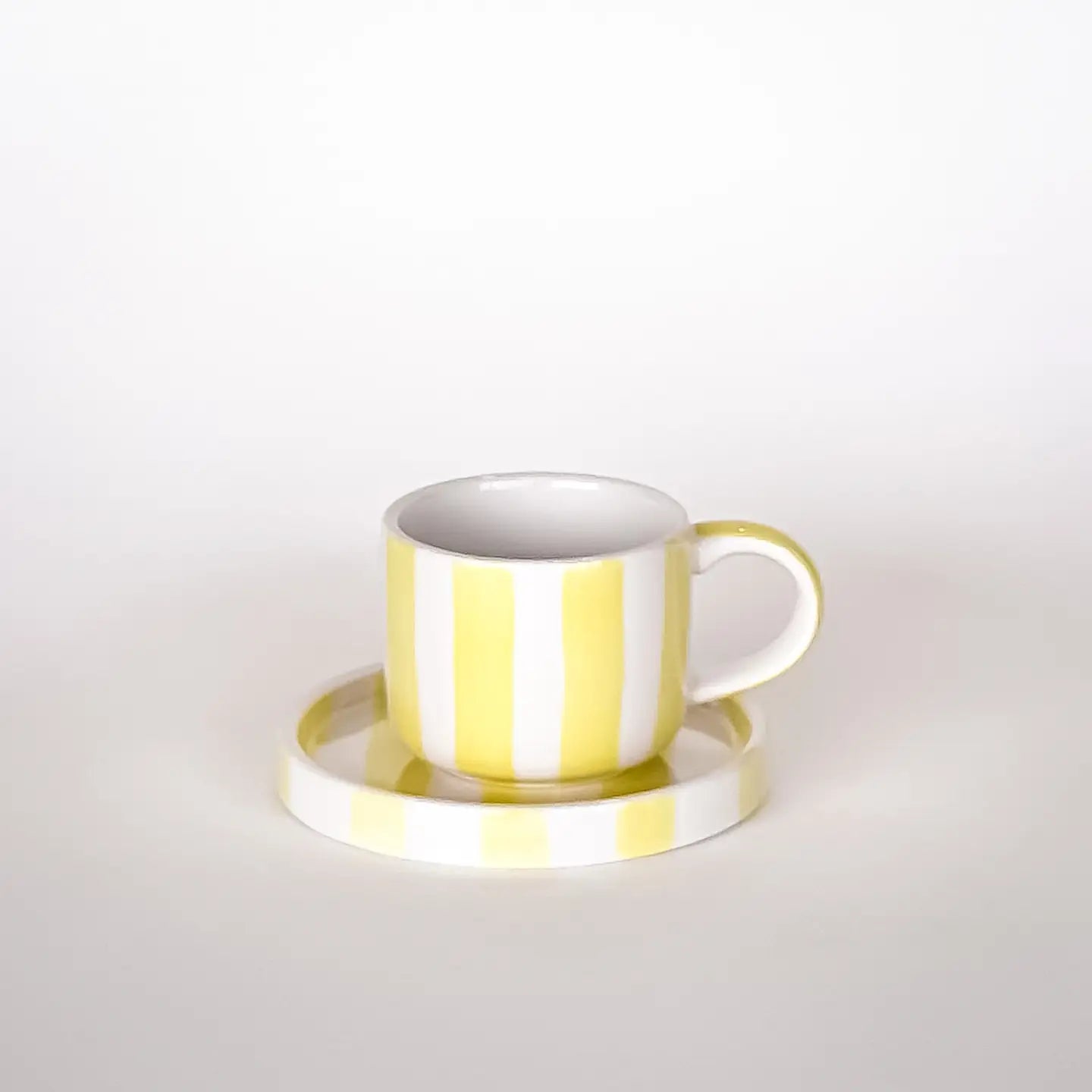 Espresso Stripes Cups and Saucers - Beach Yellow - Set of 2