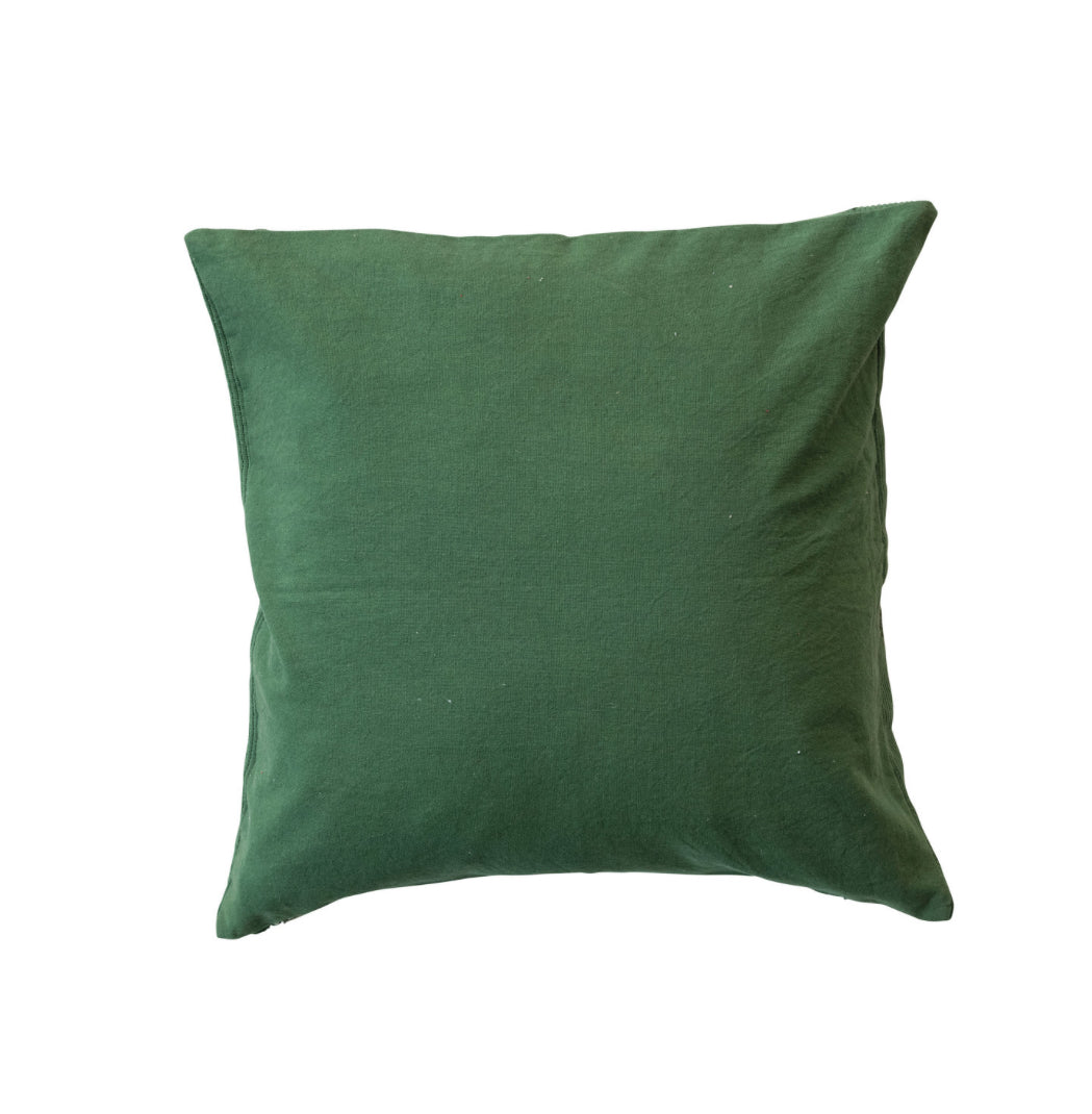 Woven Cotton Throw Pillow with Tree Design