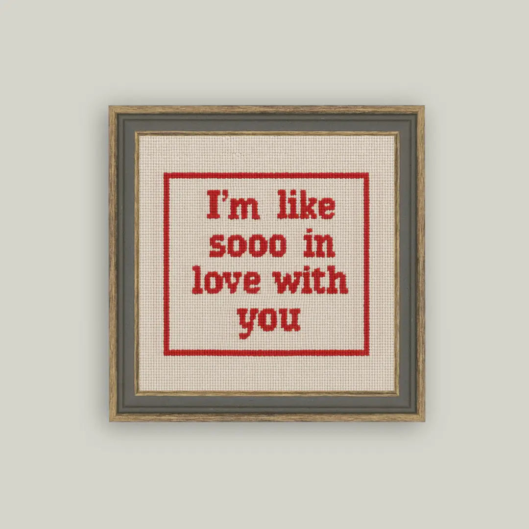 Cross Stitch in Love Framed Antique Art Print