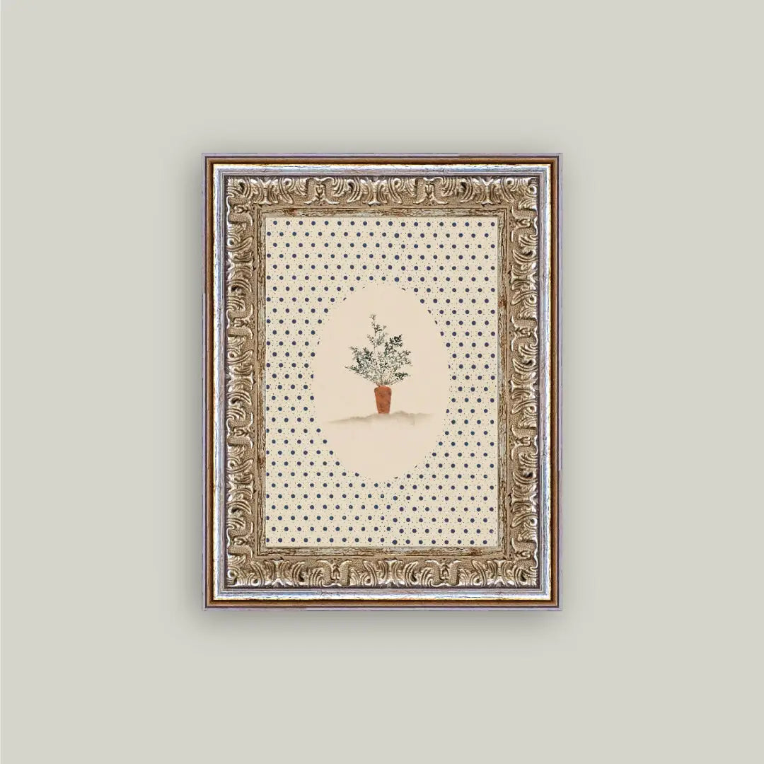 Carrots on Dots Framed Antique Art Print