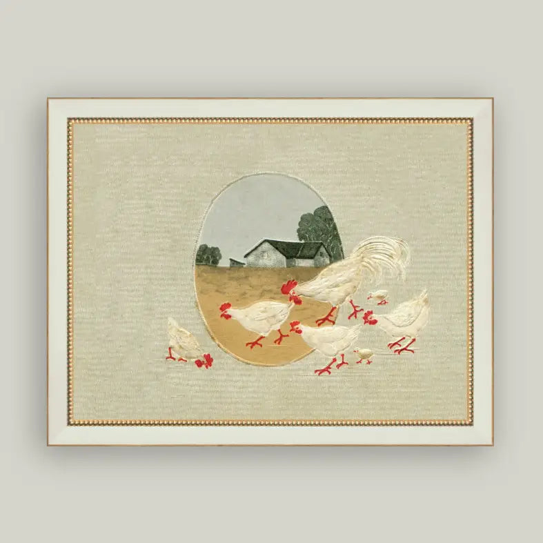Spring Chickens Framed Antique Art Print