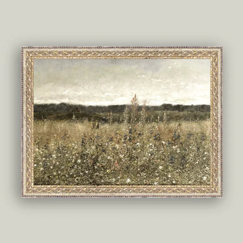 Wildflower Field Framed Antique Art Print